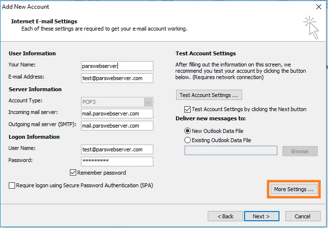 مدیریت ایمیل توسط outlook