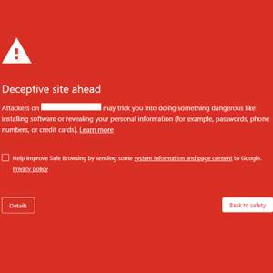 هشدار Deceptive site ahead