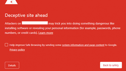 هشدار Deceptive site ahead هشدار Deceptive site ahead