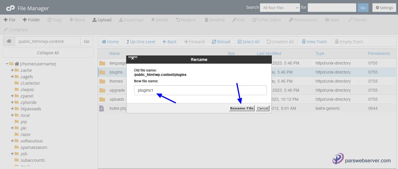 تغییر نام فولدر پورود‌ها