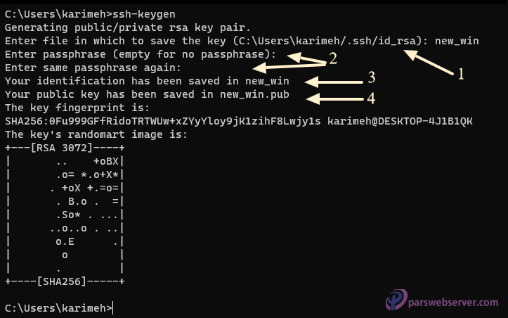 ساخته شدن ssh key در ویندوز