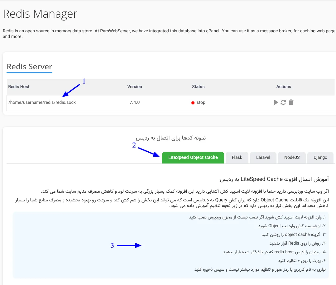 نمونه کد کش ردیس برای لایت اسپید