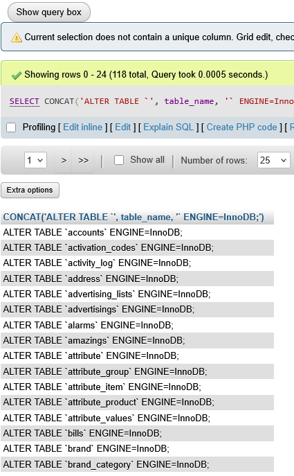 query output