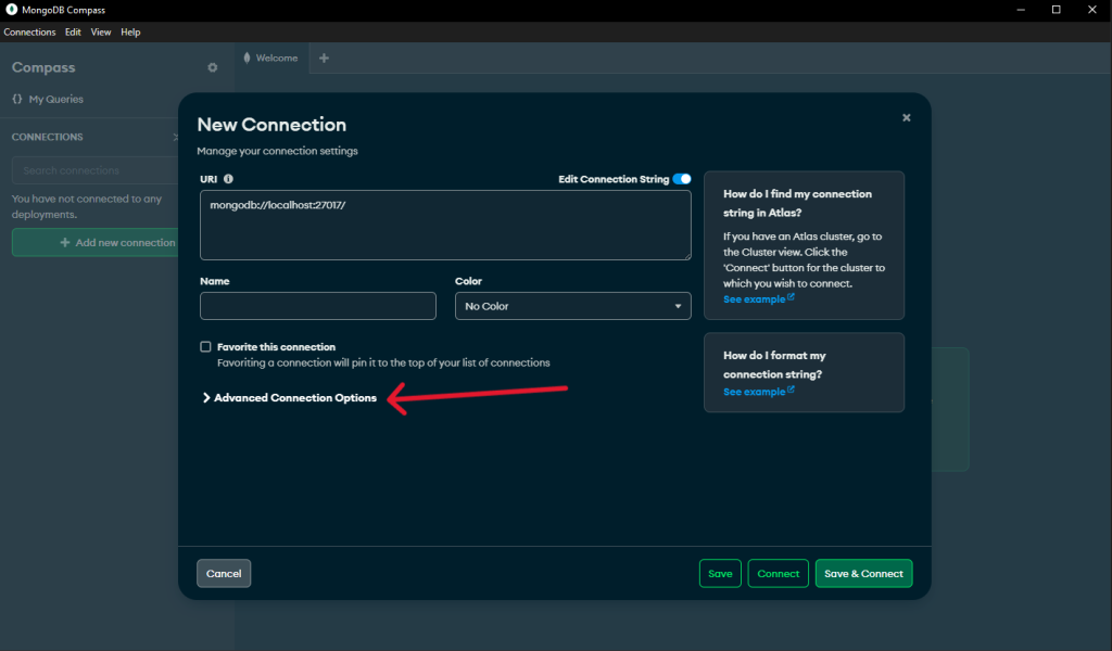 add a connection in compass